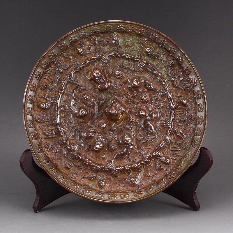 Chinese Tang Dy Sea Beast Bronze Mirror (1 of 8)