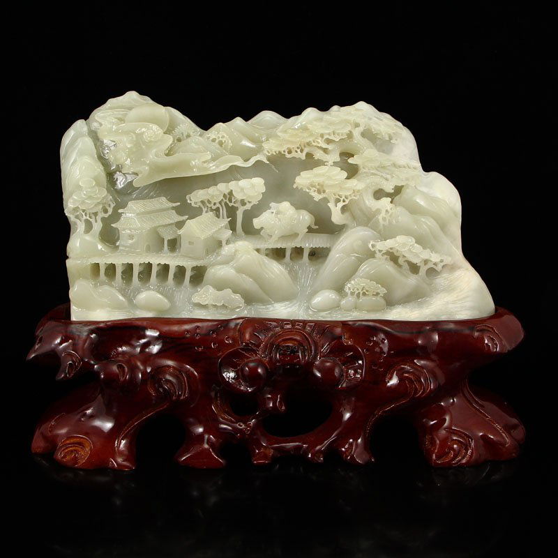 Chinese Natural Hetian Jade Statue - Kid & Ox (1 of 9)