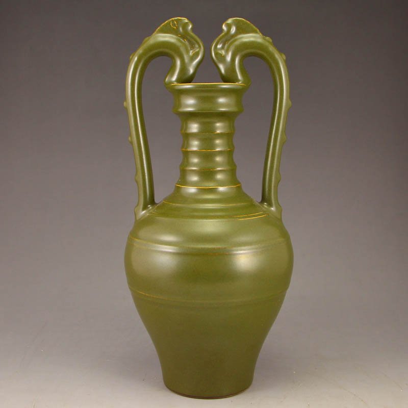 Chinese Tea Dust Glaze Double Ears Porcelain Vase (1 of 8)