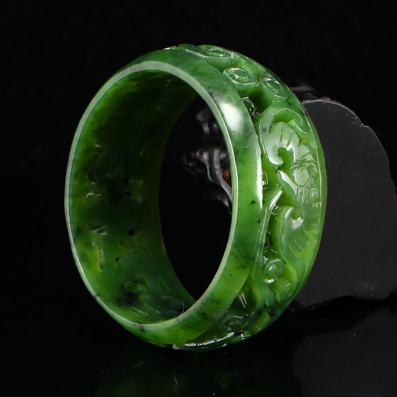 Openwork Chinese Natural Green Hetian Jade Bracelet (1 of 7)