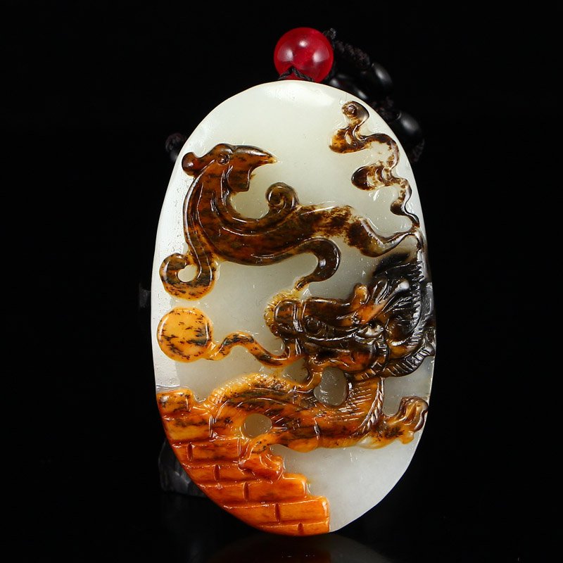 Superb Chinese Hetian Jade Pendant - Dragon & Phoenix (1 of 5)