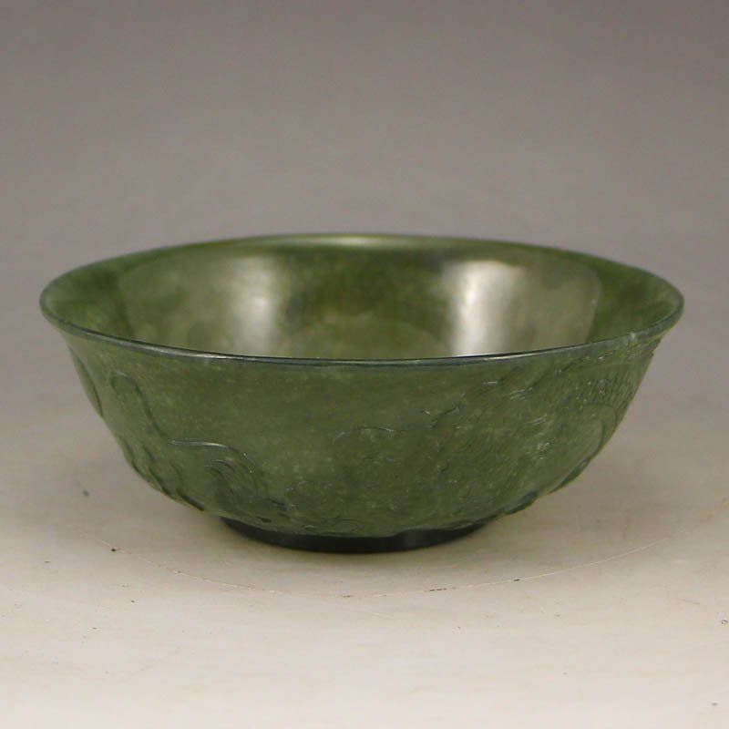 Chinese Qing Dy Green Hetian Jade Bowl (1 of 8)