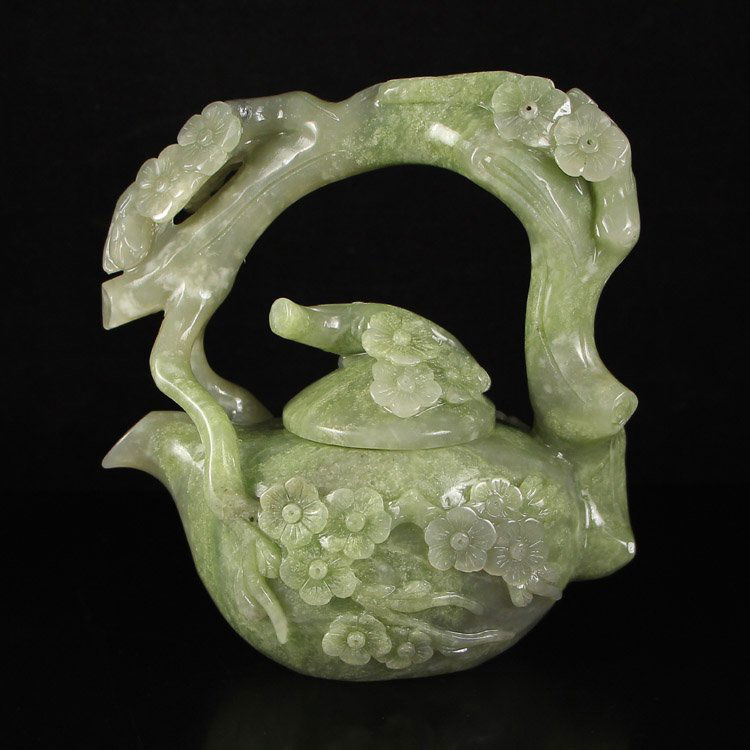 Chinese Hetian Jade Plum Flower Teapot (1 of 5)