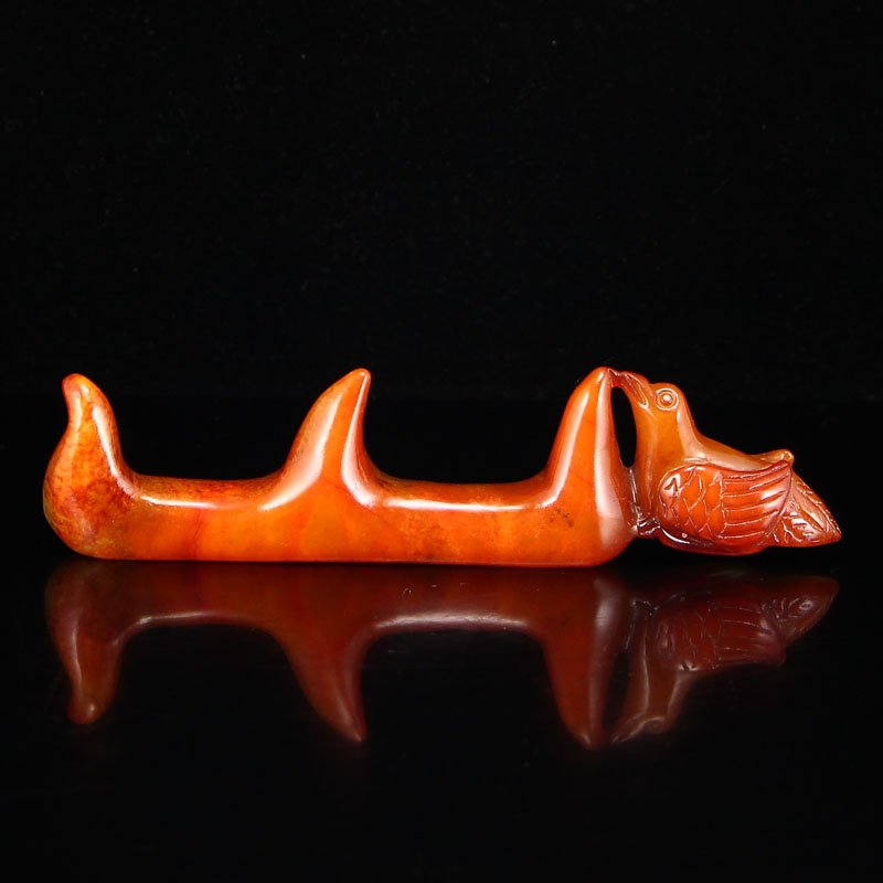 Vintage Chinese Hetian Jade Brush Pen Shelf w Bird (1 of 6)