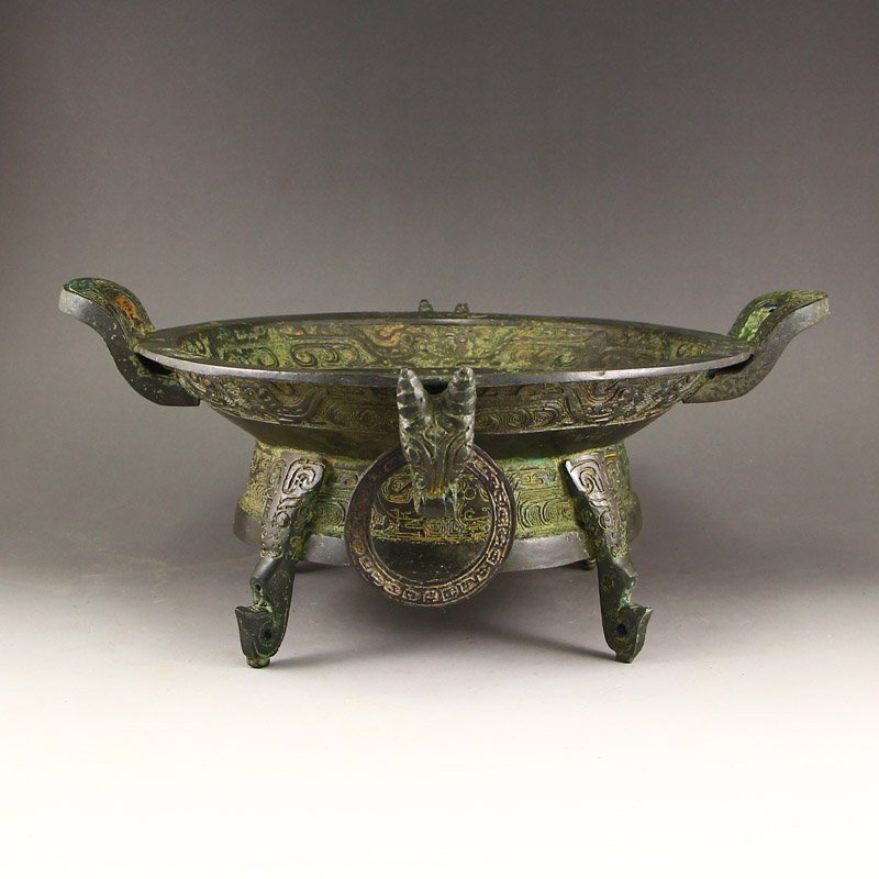 Vintage Chinese Bronze Double Rings Plate (1 of 10)