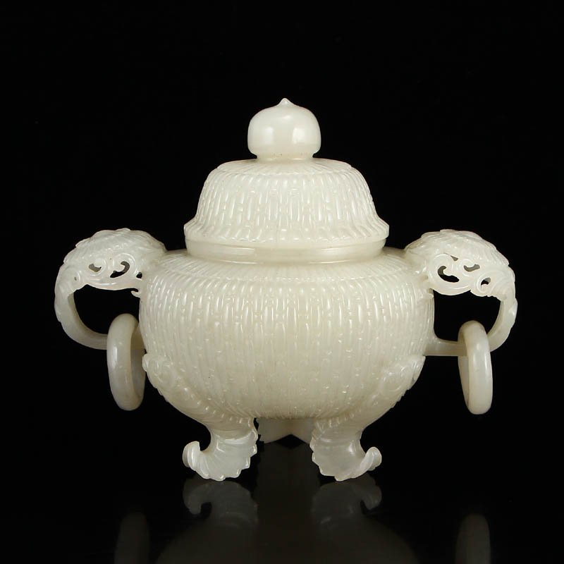 Superb Chinese Hetian Jade Double Rings Incense Burner (1 of 7)