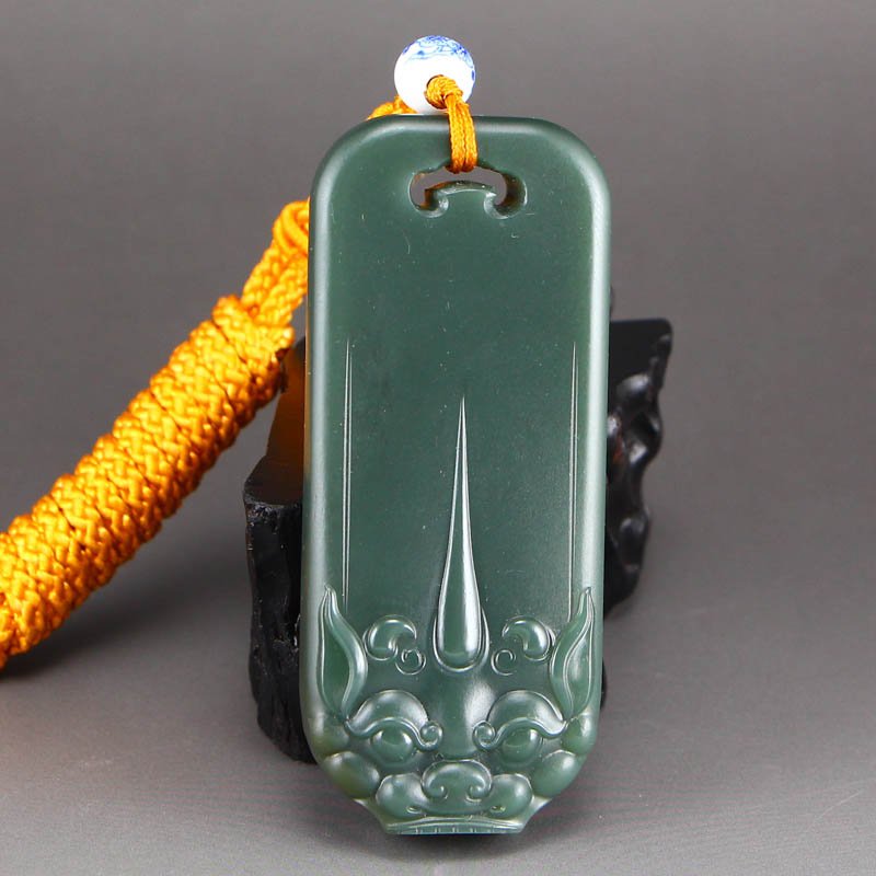 Chinese Natural Green Hetian Jade Unicorn Pendant (1 of 6)