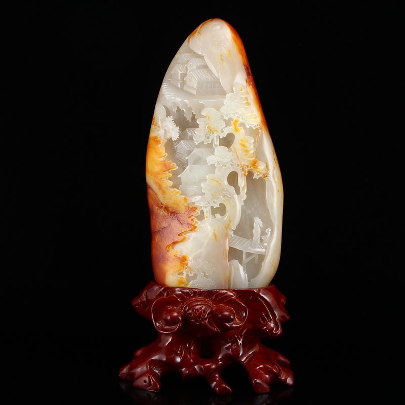 Chinese Natural Hetian Jade Statue w Certificate (1 of 8)