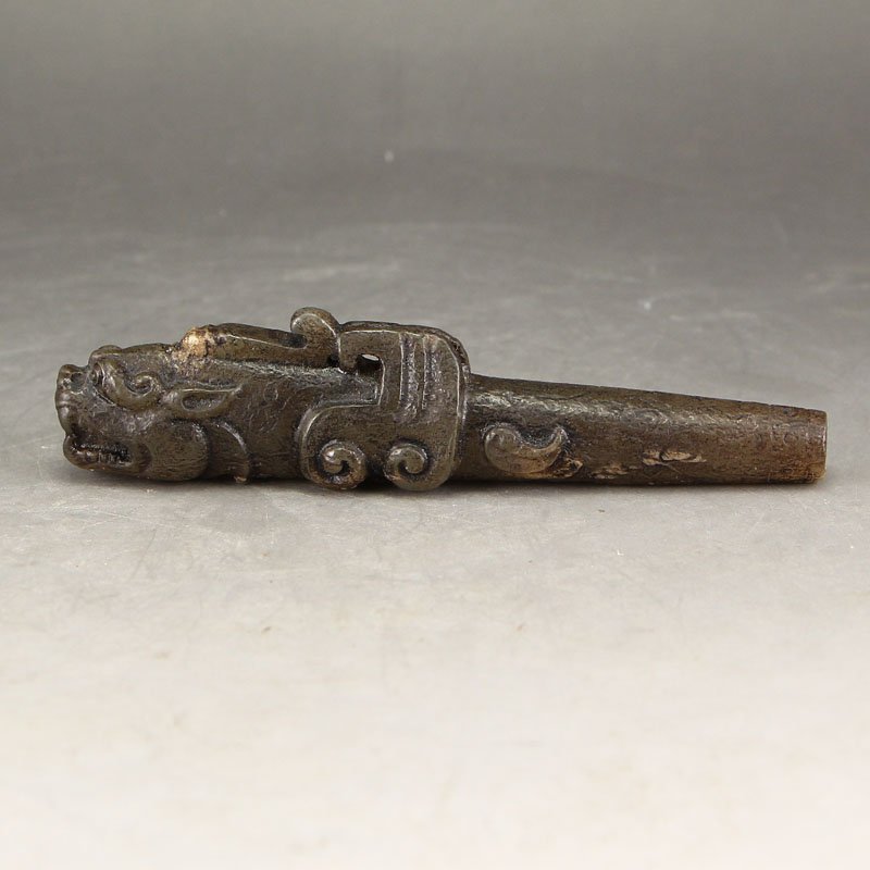 Vintage Chinese Hetian Jade Dragon Head Tobacco Pipe (1 of 7)