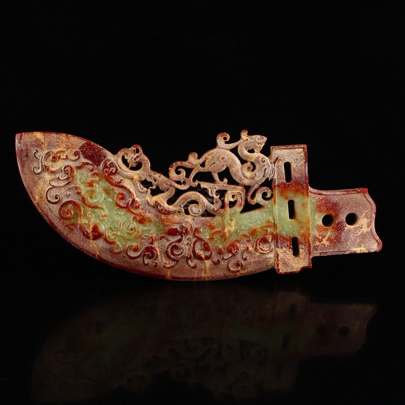 Chinese Han Dynasty Hetian Jade Knife - Chi Dragons (1 of 7)