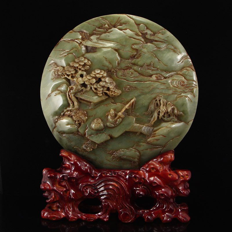 Vintage Hetian Jade Statue - Mountain River Scene (1 of 8)