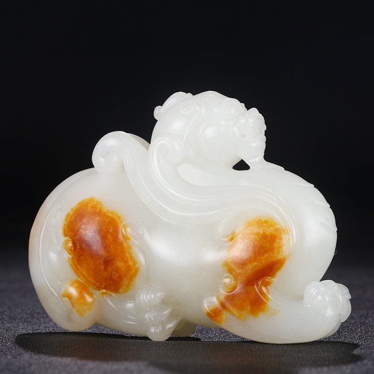 Superb Chinese White Hetian Jade Lucky Kylin Statue (1 of 11)