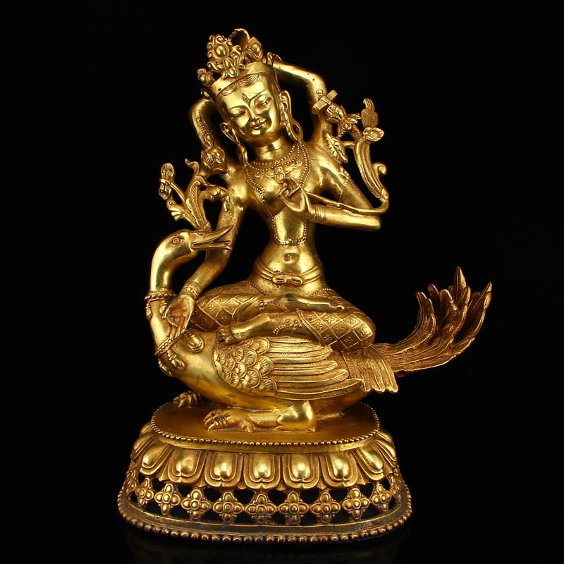 Chinese Ming Dy Gilt Gold Bronze Tara Statue (1 of 10)