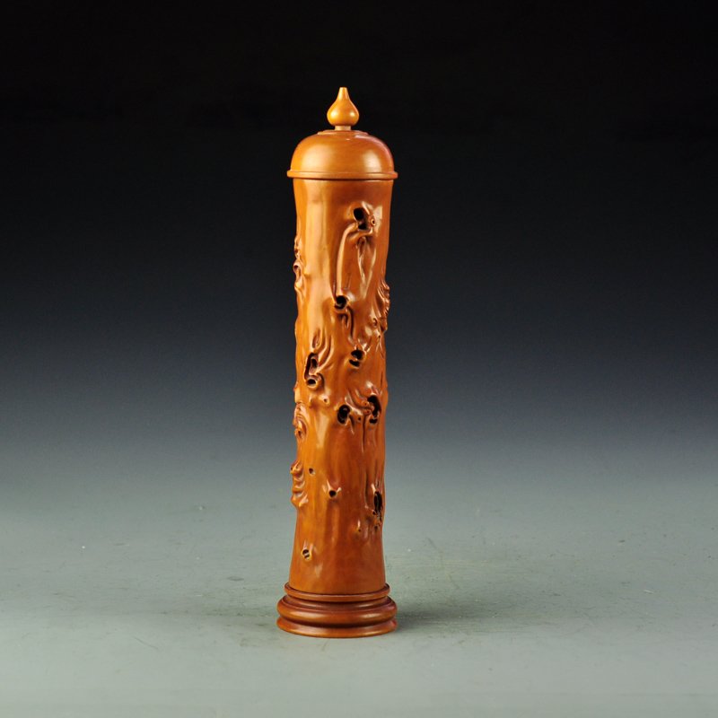 Vintage Chinese Boxwood Wood Incense Tube (1 of 7)