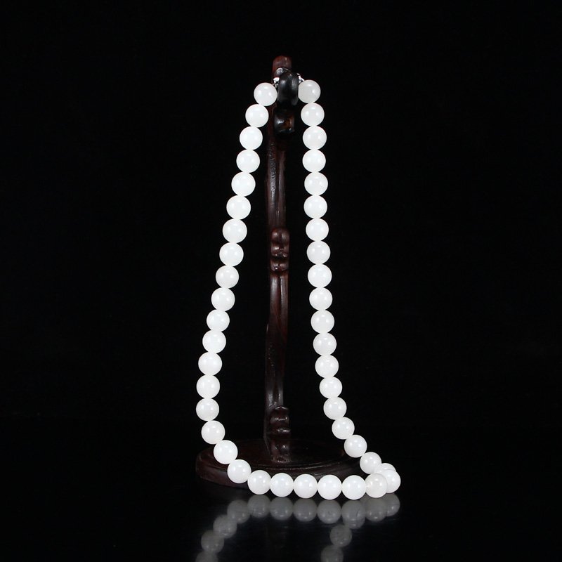 Chinese Natural White Hetian Jade Beads Necklace (1 of 5)