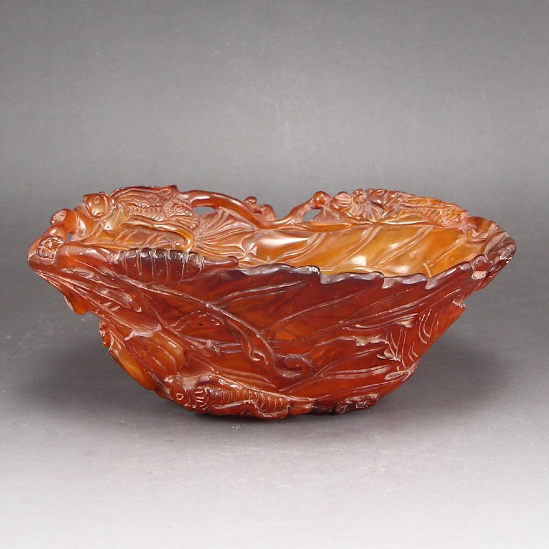 Vintage Chinese Ox Horn Leaf Style Brush Washer (1 of 6)