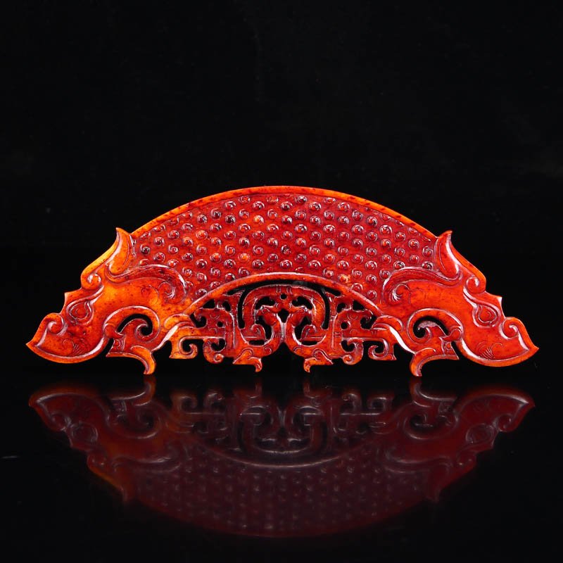 Chinese Hetian Jade Semi-annular Dragons & Phoenixes Bi (1 of 5)