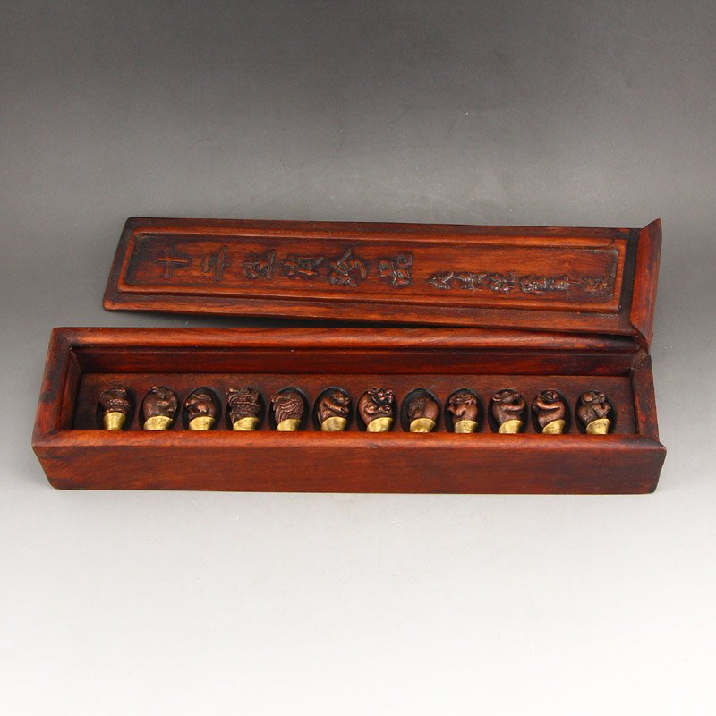 A Set Gilt Gold Red Copper Chinese Zodiac Pendant (1 of 16)