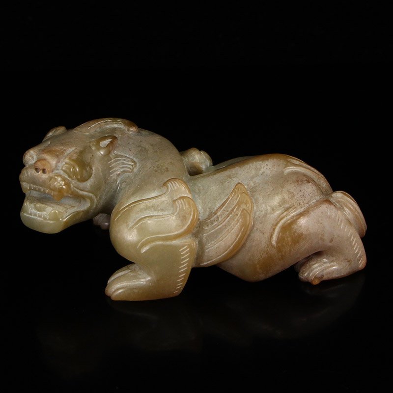 Vintage Chinese Hetian Jade Unicorn Statue (1 of 5)