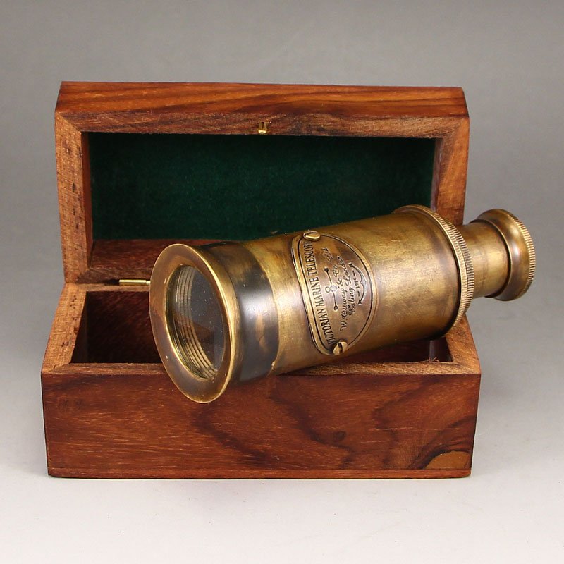 Vintage Chinese Brass Telescope w Zitan Wood Box (1 of 8)
