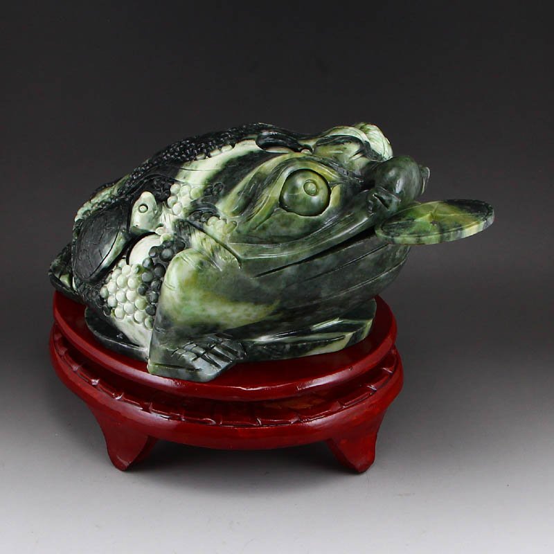 Chinese Natural Dushan Jade Statue - Fortune Toad (1 of 12)