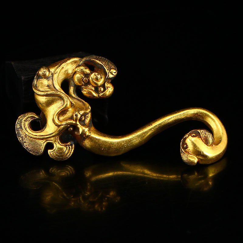 Vintage Chinese Gilt Gold Red Copper Belt Buckle (1 of 6)