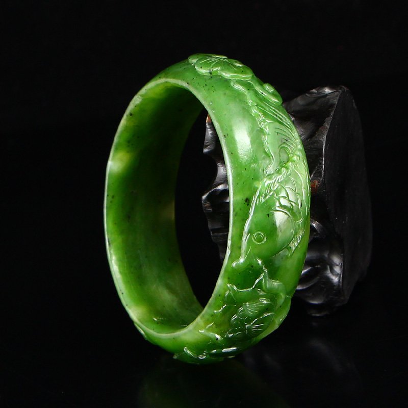 Inside Diameter 59 mm Green Hetian Jade Bracelet (1 of 7)
