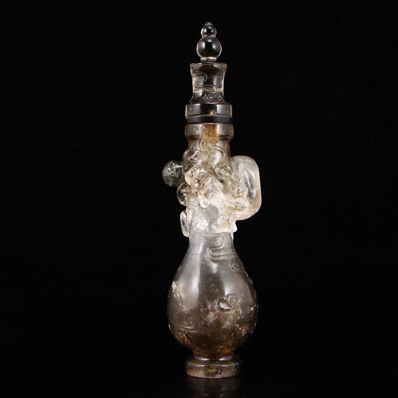 Vintage Chinese Crystal Chi Dragon & Ball Snuff Bottle (1 of 10)