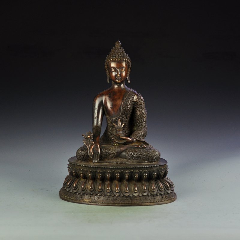 Vintage Tibetan Buddhism Red Copper Buddha Statue (1 of 11)