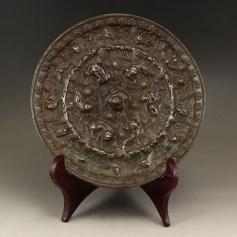 Chinese Tang Dy Sea Beast Bronze Mirror (1 of 10)