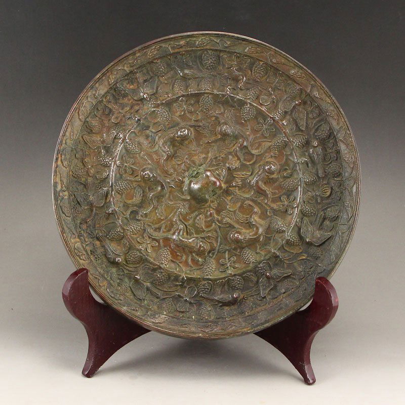 Vintage Chinese Sea Beast Design Bronze Mirror (1 of 10)