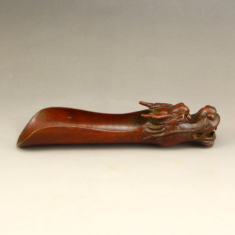 Vintage Chinese Red Copper Dragon Head Tea Leaf Shovel (1 of 7)
