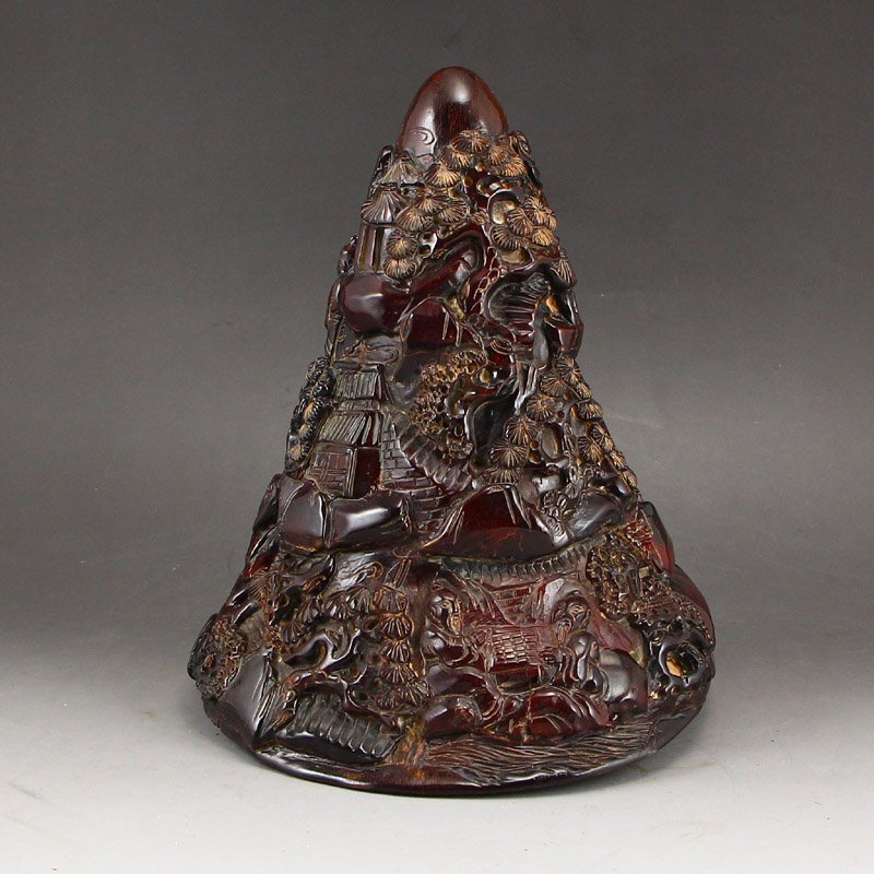 Vintage Chinese Ox Horn Statue - Village Scene: 中國清代 精工浮雕 世外桃源 角雕擺件 Vintage Chinese Ox Horn Statue - Village Scene Dimension: 195x145x15
