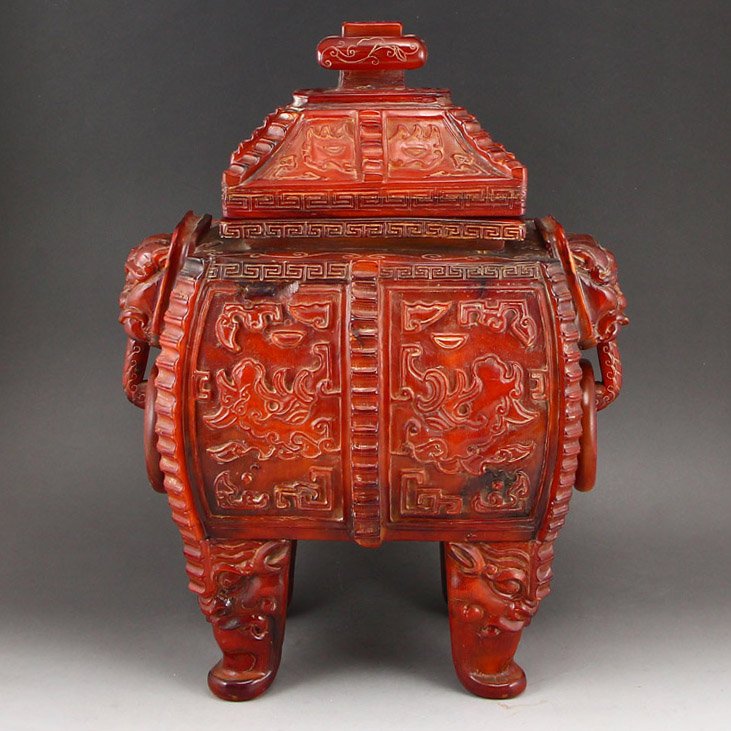 Chinese Qing Dy Ox Horn Double Rings Big Incense Burner (1 of 12)