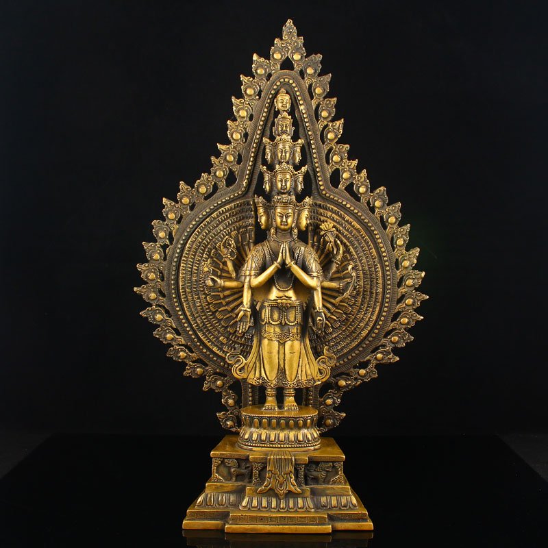 Vintage Chinese Brass Thousands Hands Kwan-yin Statue (1 of 9)