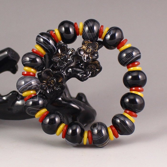 Beautiful Design Chinese Black Agate Beads Bracelet (1 of 7)