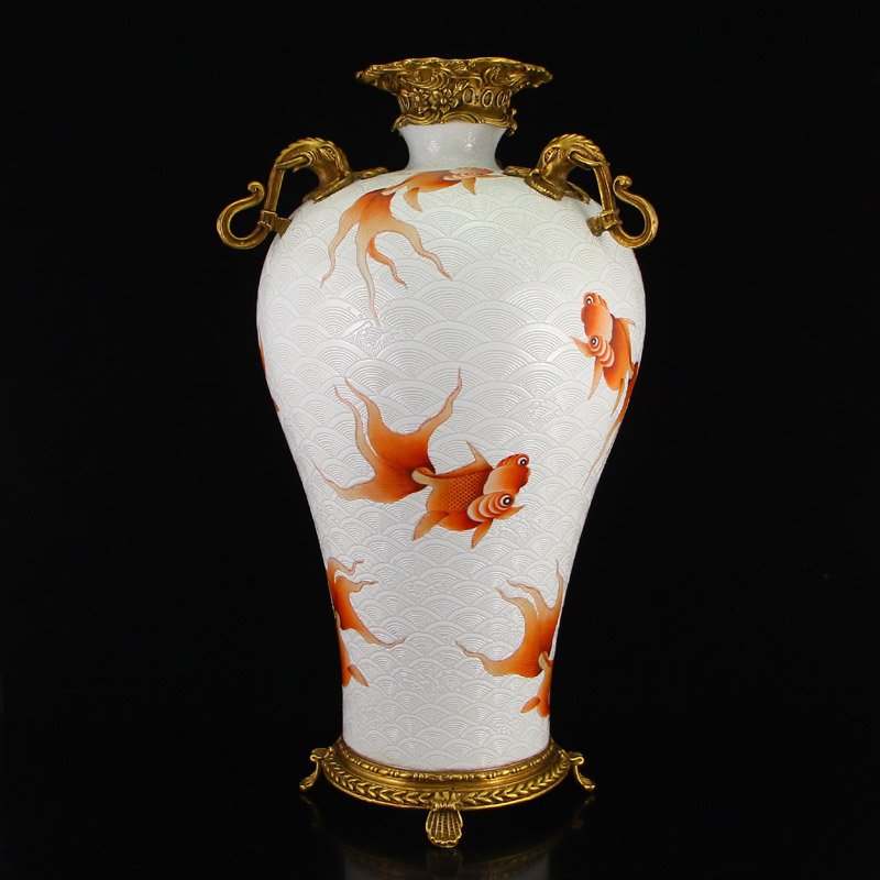 Chinese Gilt Gold Iron Red Glaze Porcelain Big Vase (1 of 11)