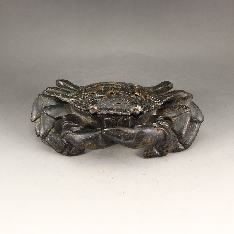 Vintage Chinese Bronze Incense Burner - Crab: Vintage Chinese Bronze Incense Burner - Crab Dimension: 185x145x50(mm)7.28x5.71x1.97(inches) Weight 1.91 lbs/868 g