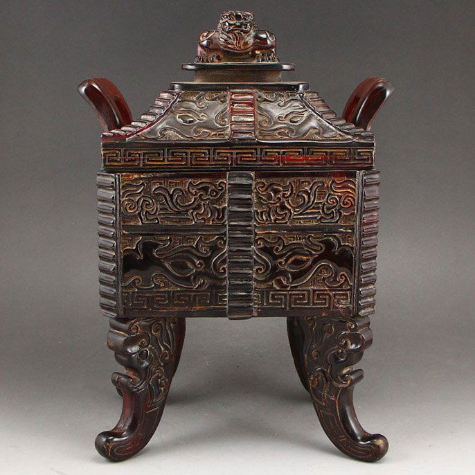 Chinese Qing Dy Ox Horn Double Ears Incense Burner (1 of 11)