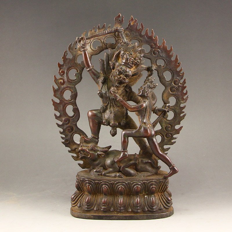 Vintage Tibetan Buddhist Bronze Vajra Statue (1 of 7)