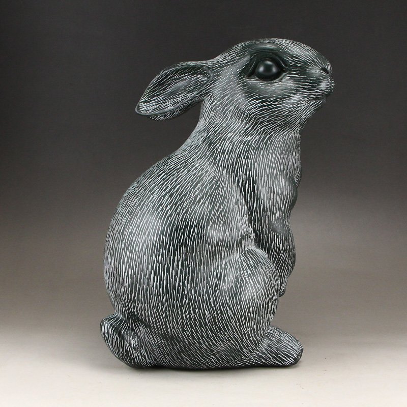 Chinese Natural Green Jade Statue - Fortune Rabbit (1 of 7)