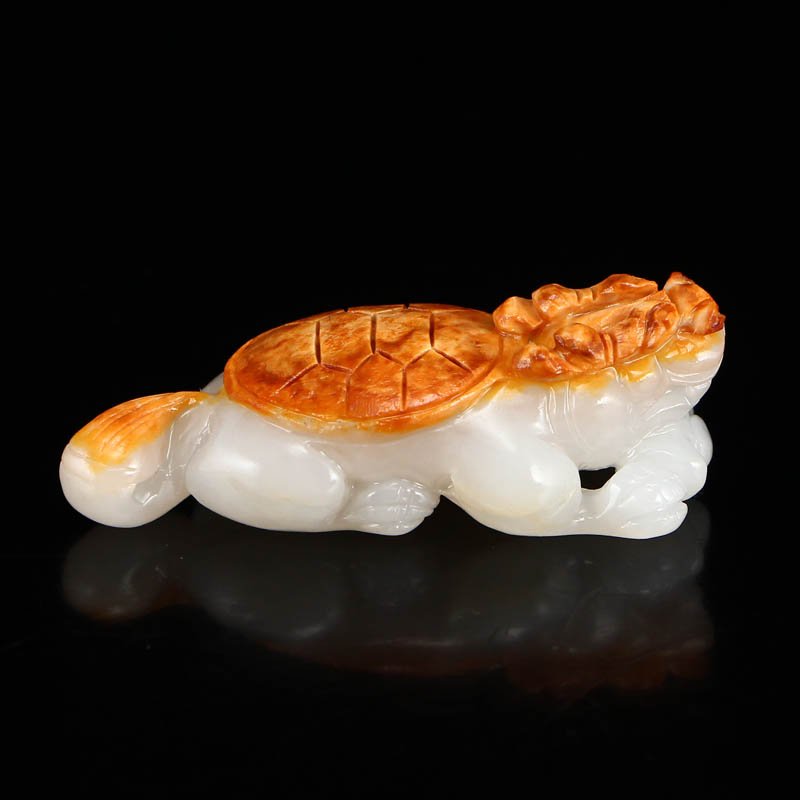 Chinese Natural Hetian Jade Dragon Turtle Statue (1 of 7)