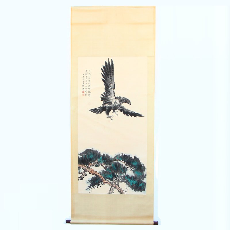 Chinese Ink on Xuan Paper Eagle & Pine Tree Painting (1 of 7)