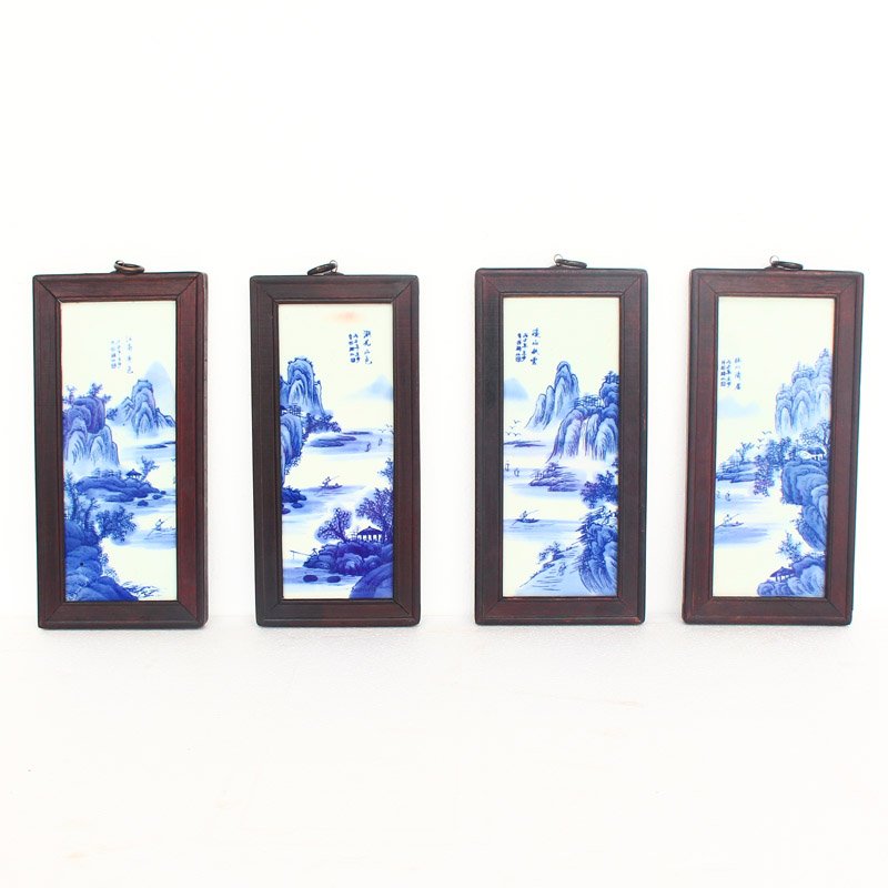 A Set Chinese Blue And White Porcelain Plaque Painting (1 of 6)