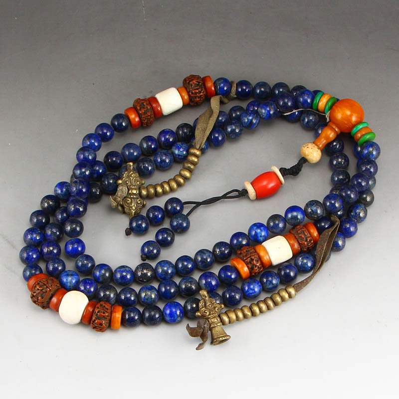 Tibetan Buddhism 108 Beads Lapis Lazuli Necklace (1 of 6)