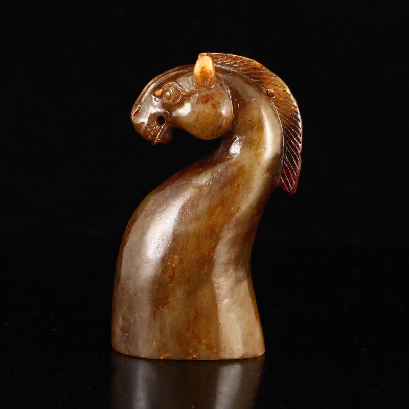 Vintage Chinese Natural Hetian Jade Horse Head Seal (1 of 7)