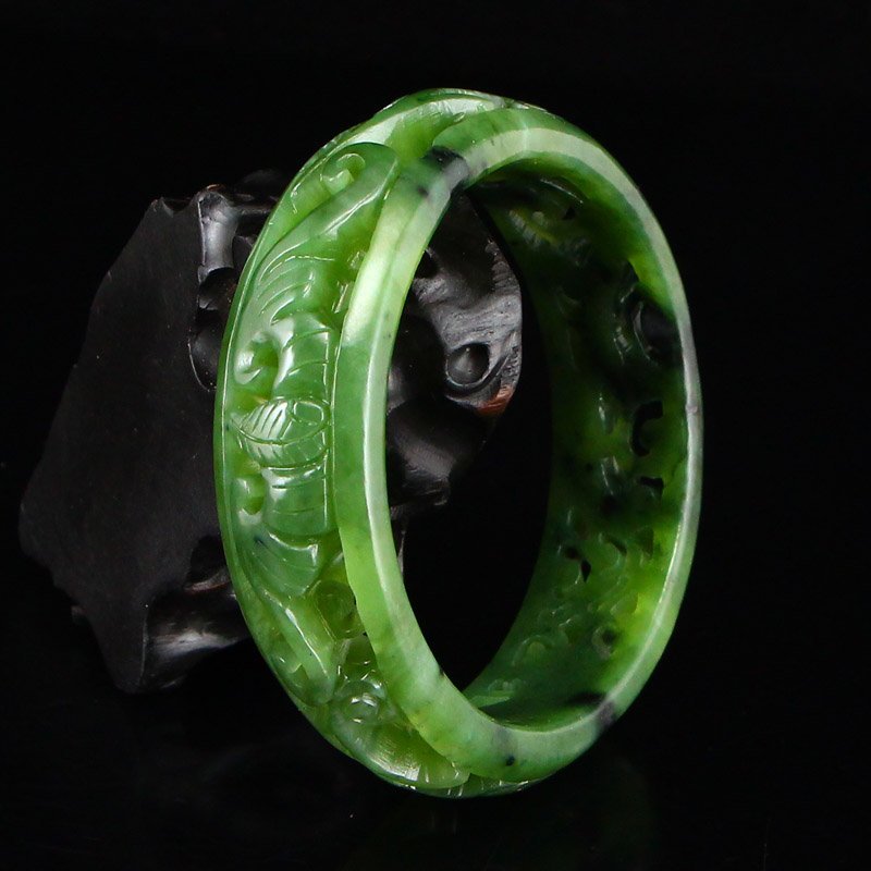 Inside Diameter 62 mm Green Hetian Jade Bracelet (1 of 7)
