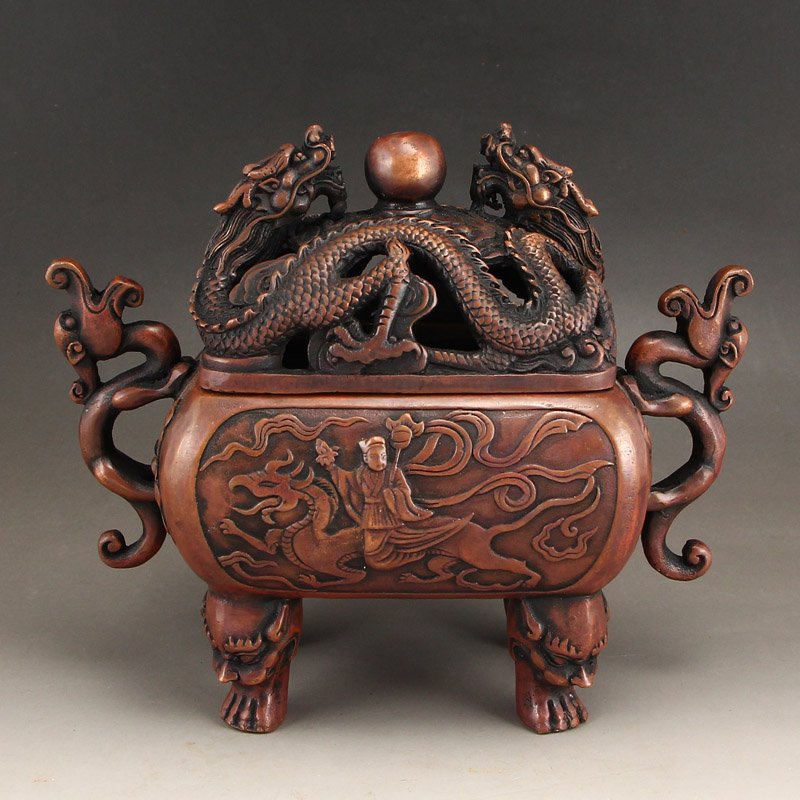 Vintage Chinese Red Copper Double Ears Incense Burner (1 of 12)