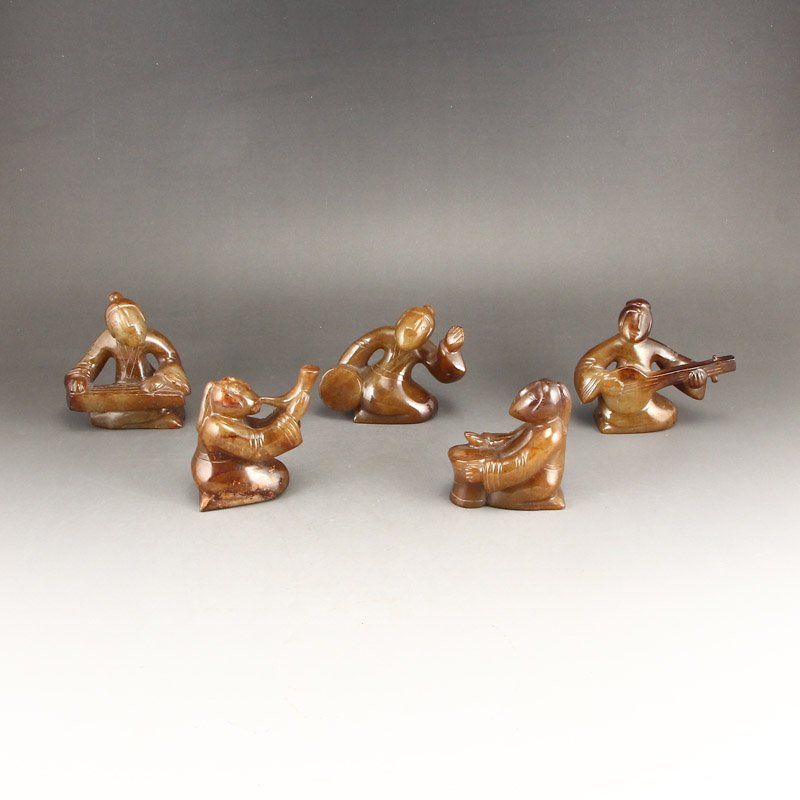 Five Chinese Han Dy Hetian Jade Figures Statues (1 of 7)