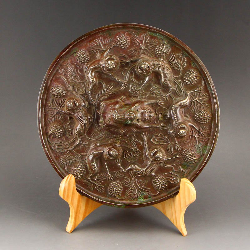 Vintage Chinese Sea Beasts Design Bronze Mirror (1 of 9)